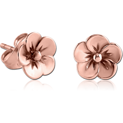 ROSE GOLD PVD COATED SURGICAL STEEL GRADE 316L EAR STUDS PAIR - FLOWER