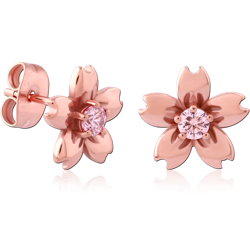 ROSE GOLD PVD COTAED SURGICAL STEEL GRADE 316L EAR STUDS PAIR