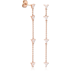 ROSE GOLD PVD 18K COATED SURGICAL STEEL GRADE 316L JEWELED EAR STUDS PAIR