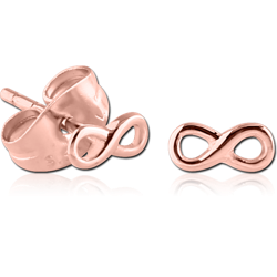 ROSE GOLD PVD COATED SURGICAL STEEL GRADE 316L EAR STUDS PAIR - INFINITY