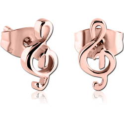 ROSE GOLD PVD COATED SURGICAL STEEL GRADE 316L EAR STUDS PAIR - SOL KEY