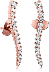 ROSE GOLD PVD COATED SURGICAL STEEL GRADE 316L JEWELED EAR STUDS PAIR