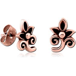 ROSE GOLD PVD COATED SURGICAL STEEL GRADE 316L EAR STUDS PAIR