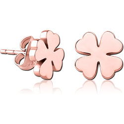 ROSE GOLD PVD COATED SURGICAL STEEL GRADE 316L EAR STUDS - SHAMROCK