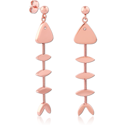 ROSE GOLD PVD COATED SURGICAL STEEL GRADE 316L JEWELED EAR STUDS PAIR