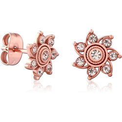 ROSE GOLD PVD COATED SURGICAL STEEL GRADE 316L EAR STUDS PAIR