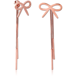 ROSE GOLD PVD COATED SURGICAL STEEL GRADE 316L CHAIN EAR STUDS PAIR