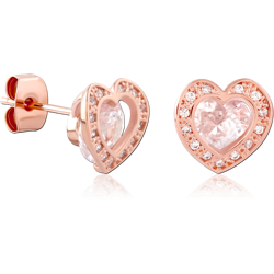 STERLING 925 SILVER ROSE GOLD PLATED JEWELED EAR STUDS PAIR SPECIAL NEW DESIGN