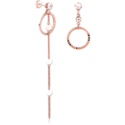 STERLING 925 SILVER ROSE GOLD PLATED JEWELED EAR STUDS PAIR SPECIAL NEW DESIGN