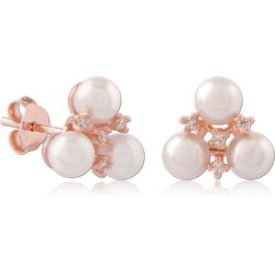 STERLING 925 SILVER ROSE GOLD PLATED JEWELED EAR