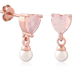 STERLING 925 SILVER ROSE GOLD PLATED JEWELED EAR STUDS PAIR SPECIAL NEW DESIGN