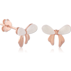 STERLING 925 SILVER  ROSE GOLD PLATED JEWELED EAR STUDS PAIR SPECIAL NEW DESIGN