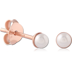 STERLING 925 SILVER ROSE GOLD PLATED JEWELED EAR STUDS PAIR SPECIAL NEW DESIGN