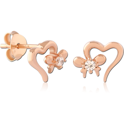 STERLING 925 SILVER  ROSE GOLD PLATED JEWELED EAR STUDS PAIR SPECIAL NEW DESIGN