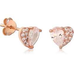 STERLING 925 SILVER  ROSE GOLD PLATED JEWELED EAR STUDS PAIR SPECIAL NEW DESIGN