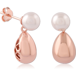 STERLING 925 SILVER ROSE GOLD PLATED JEWELED EAR STUDS PAIR SPECIAL NEW DESIGN