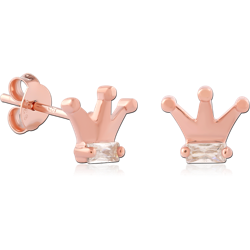 STERLING 925 SILVER ROSE GOLD PLATED JEWELED EAR STUDS PAIR SPECIAL NEW DESIGN