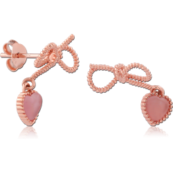 STERLING 925 SILVER ROSE GOLD PLATED JEWELED EAR STUDS PAIR SPECIAL NEW DESIGN