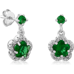 STERLING SILVER 925 RHODIUM COATED JEWELED EAR STUDS PAIR SPECIAL NEW DESIGN