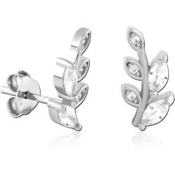 STERLING SILVER 925 RHODIUM COATED JEWELED EAR STUDS PAIR SPECIAL NEW DESIGN