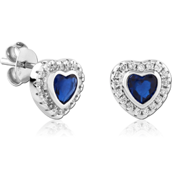 STERLING SILVER 925 RHODIUM COATED JEWELED EAR STUDS PAIR SPECIAL NEW DESIGN