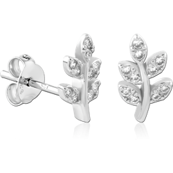 STERLING 925 SILVER PLATED JEWELED EAR STUDS PAIR