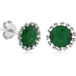 STERLING SILVER 925 RHODIUM COATED JEWELED EAR STUDS PAIR SPECIAL NEW DESIGN