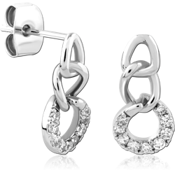 STERLING SILVER 925 RHODIUM COATED JEWELED EAR STUDS PAIR SPECIAL NEW DESIGN