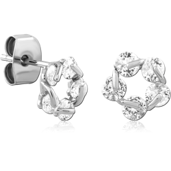 STERLING SILVER 925 RHODIUM COATED JEWELED EAR STUDS PAIR SPECIAL NEW DESIGN