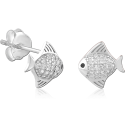 STERLING SILVER 925 RHODIUM COATED JEWELED EAR STUDS PAIR SPECIAL NEW DESIGN