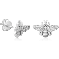 STERLING SILVER 925 RHODIUM COATED JEWELED EAR STUDS PAIR SPECIAL NEW DESIGN