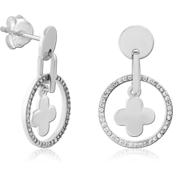 STERLING SILVER 925 RHODIUM COATED JEWELED EAR STUDS PAIR SPECIAL NEW DESIGN