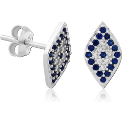 STERLING SILVER 925 RHODIUM COATED JEWELED EAR STUDS PAIR SPECIAL NEW DESIGN