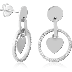 STERLING SILVER 925 RHODIUM COATED JEWELED EAR STUDS PAIR SPECIAL NEW DESIGN