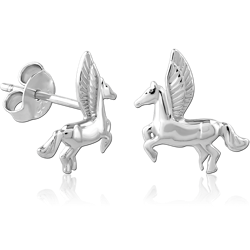 STERLING SILVER 925 RHODIUM COATED EAR STUDS PAIR SPECIAL NEW DESIGN