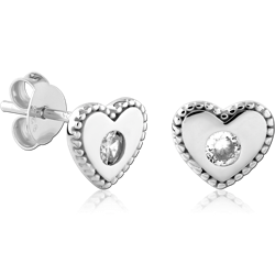 STERLING SILVER 925 RHODIUM COATED JEWELED EAR STUDS PAIR SPECIAL NEW DESIGN