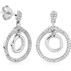 STERLING SILVER 925 RHODIUM COATED JEWELED EAR STUDS PAIR SPECIAL NEW DESIGN