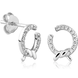 STERLING SILVER 925 RHODIUM COATED JEWELED EAR STUDS PAIR SPECIAL NEW DESIGN