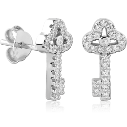 STERLING SILVER 925 RHODIUM COATED JEWELED EAR STUDS PAIR SPECIAL NEW DESIGN