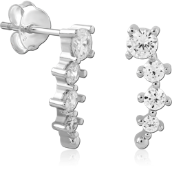 STERLING 925 SILVER PLATED JEWELED EAR STUDS PAIR
