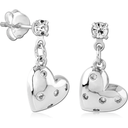 STERLING 925 SILVER RHODIUM PLATED JEWELED EAR STUDS PAIR