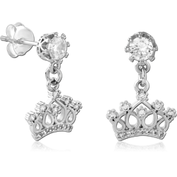 STERLING 925 SILVER RHODIUM PLATED JEWELED EAR STUDS PAIR