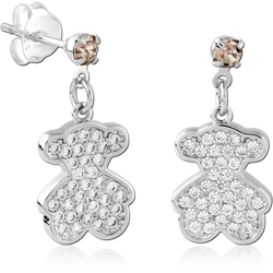 STERLING 925 SILVER PLATED JEWELED EAR STUDS PAIR