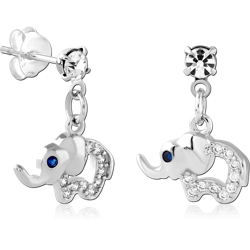 STERLING 925 SILVER RHODIUM PLATED JEWELED EAR STUDS PAIR