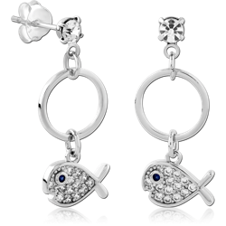 STERLING 925 SILVER RHODIUM PLATED JEWELED EAR STUDS PAIR