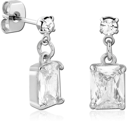 STERLING 925 SILVER RHODIUM PLATED JEWELED EAR STUDS PAIR SPECIAL NEW DESIGN