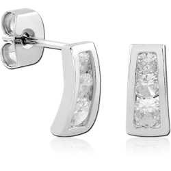 STERLING SILVER 925 RHODIUM COATED JEWELED EAR STUDS PAIR SPECIAL NEW DESIGN