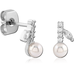 STERLING SILVER 925 RHODIUM COATED JEWELED EAR STUDS PAIR SPECIAL NEW DESIGN