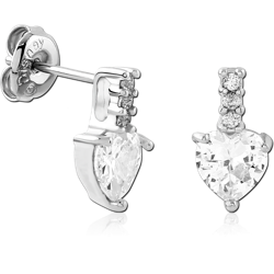 STERLING SILVER 925 RHODIUM COATED JEWELED EAR STUDS PAIR SPECIAL NEW DESIGN