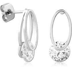 STERLING SILVER 925 RHODIUM COATED JEWELED EAR STUDS PAIR SPECIAL NEW DESIGN